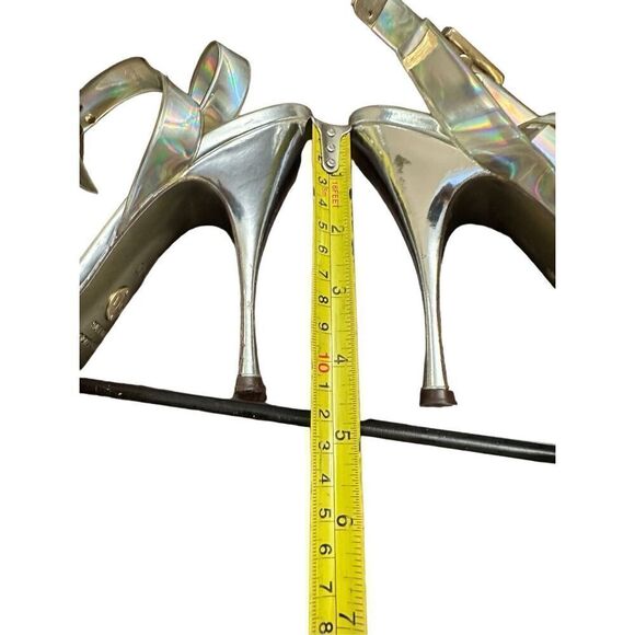 Dolce & Gabbana Iridescent Silver Ankle Strap Sandal Heels size 40 - Picture 6 of 9